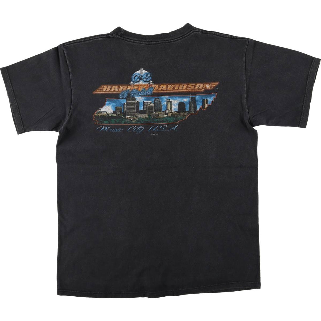 00'S Harley-Davidson Motorcycle Bike T-shirt Made in USA Men's L size cotton black type Vintage Second Hand