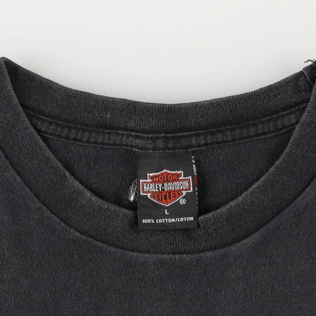 00'S Harley-Davidson Motorcycle Bike T-shirt Made in USA Men's L size cotton black type Vintage Second Hand