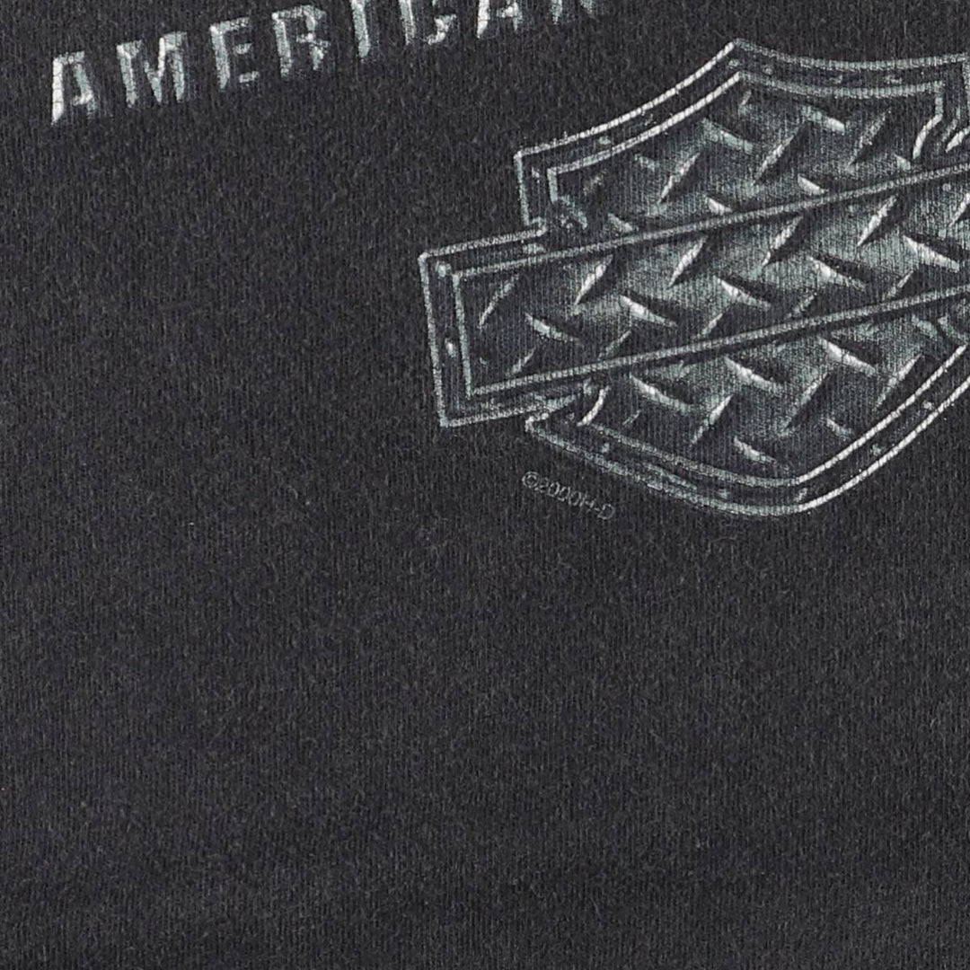 00'S Harley-Davidson Motorcycle Bike T-shirt Made in USA Men's L size cotton black type Vintage Second Hand