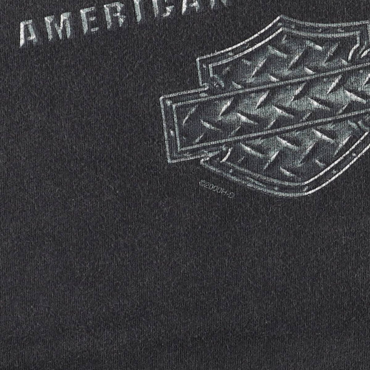 00'S Harley-Davidson Motorcycle Bike T-shirt Made in USA Men's L size cotton black type Vintage Second Hand