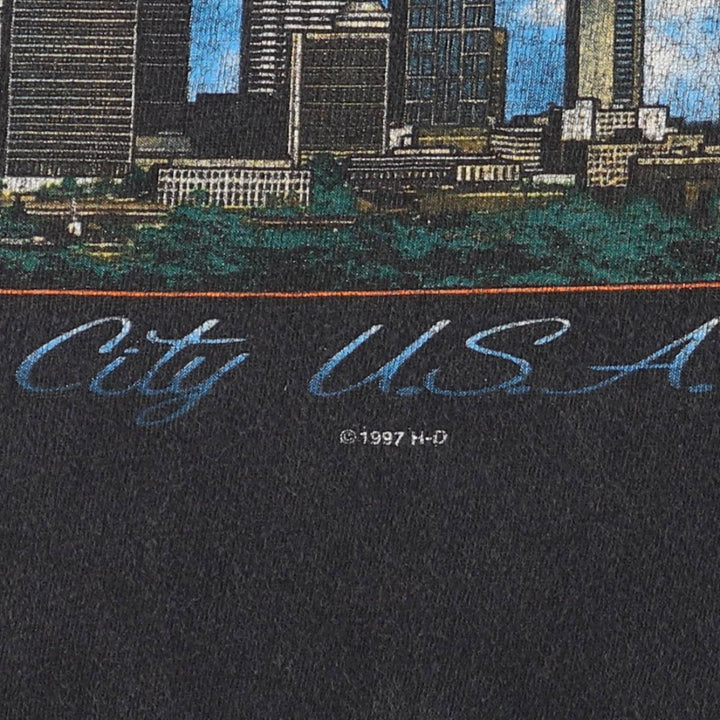 00'S Harley-Davidson Motorcycle Bike T-shirt Made in USA Men's L size cotton black type Vintage Second Hand