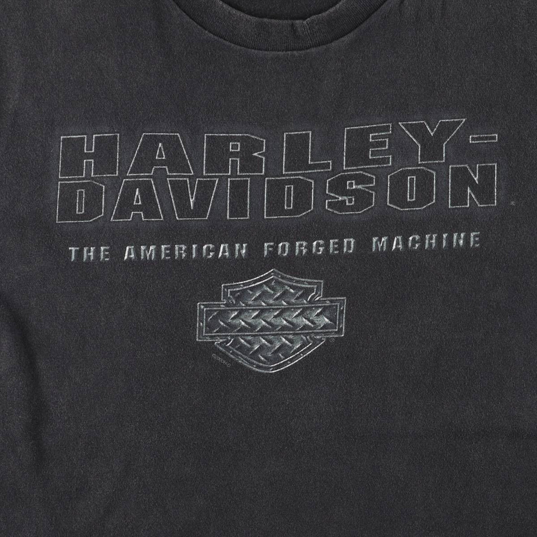 00'S Harley-Davidson Motorcycle Bike T-shirt Made in USA Men's L size cotton black type Vintage Second Hand