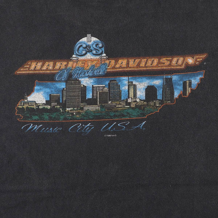 00'S Harley-Davidson Motorcycle Bike T-shirt Made in USA Men's L size cotton black type Vintage Second Hand
