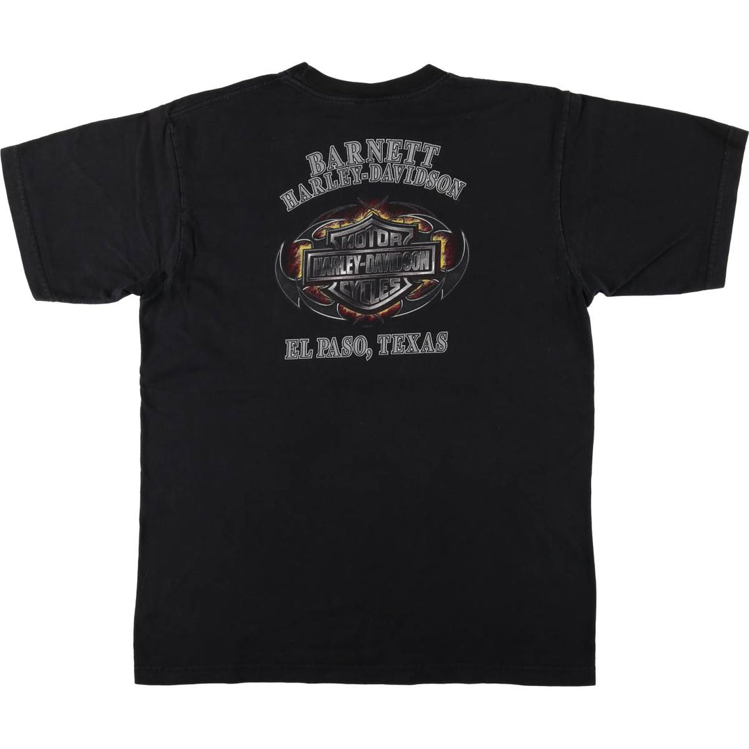 00'S Harley-Davidson Skull Pattern Motorcycle Bike T-shirt Made in USA Men's L size cotton black type Vintage Second Hand