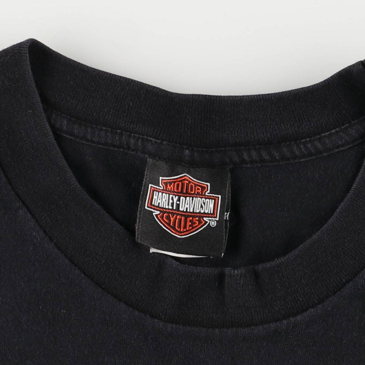 00'S Harley-Davidson Skull Pattern Motorcycle Bike T-shirt Made in USA Men's L size cotton black type Vintage Second Hand