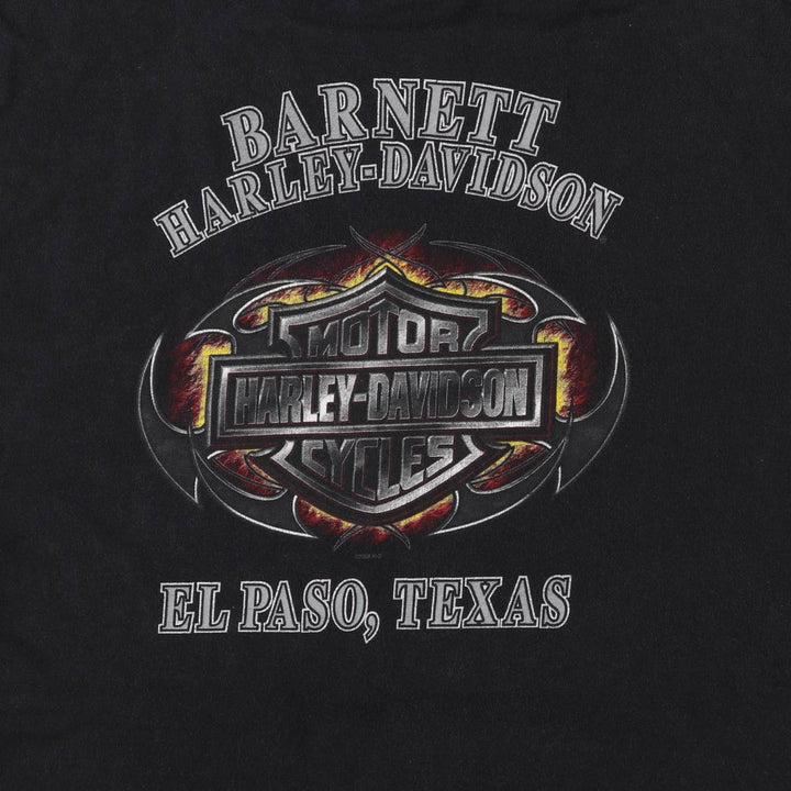 00'S Harley-Davidson Skull Pattern Motorcycle Bike T-shirt Made in USA Men's L size cotton black type Vintage Second Hand