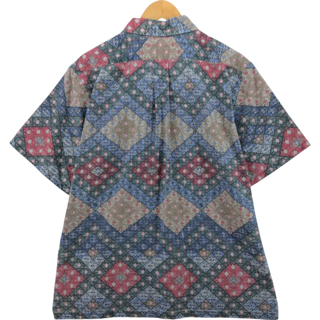 Reyn Spooner STATERS All-over Print Pullover Hawaiian Aloha Shirt Box Shirt Made in Hawaii Men's Size L cotton blue type Vintage Second Hand