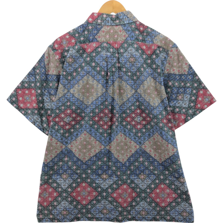 Reyn Spooner STATERS All-over Print Pullover Hawaiian Aloha Shirt Box Shirt Made in Hawaii Men's Size L cotton blue type Vintage Second Hand