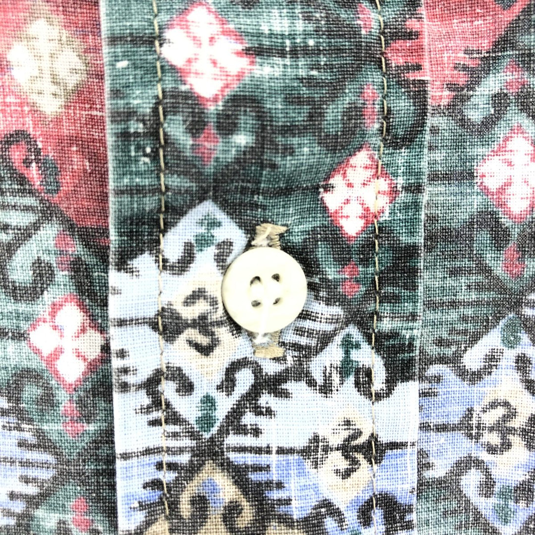Reyn Spooner STATERS All-over Print Pullover Hawaiian Aloha Shirt Box Shirt Made in Hawaii Men's Size L cotton blue type Vintage Second Hand
