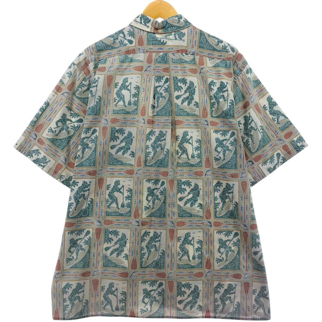 90'S Reyn Spooner Swimsuit Tag Bikini Tag All-Over Print Button-Down Hawaiian Aloha Shirt Box Shirt Men's XXL cotton green type Vintage Second Hand