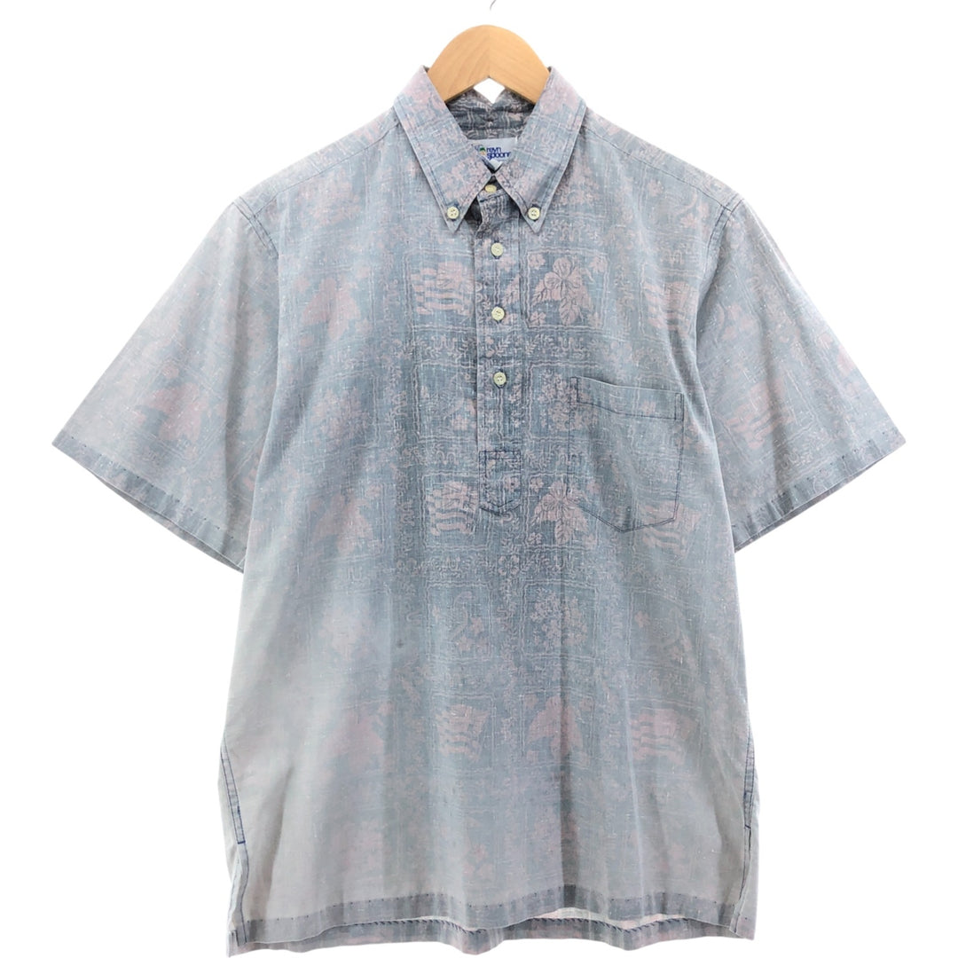 90'S Reyn Spooner Swimsuit Tag Bikini Tag All-over Print Pullover Button-down Hawaiian Aloha Shirt Box Shirt cotton gray type Vintage Second Hand