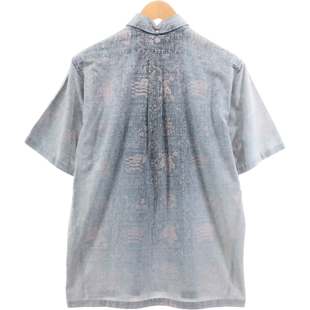 90'S Reyn Spooner Swimsuit Tag Bikini Tag All-over Print Pullover Button-down Hawaiian Aloha Shirt Box Shirt cotton gray type Vintage Second Hand