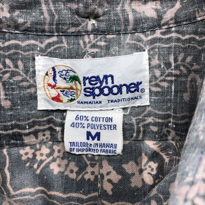 90'S Reyn Spooner Swimsuit Tag Bikini Tag All-over Print Pullover Button-down Hawaiian Aloha Shirt Box Shirt cotton gray type Vintage Second Hand