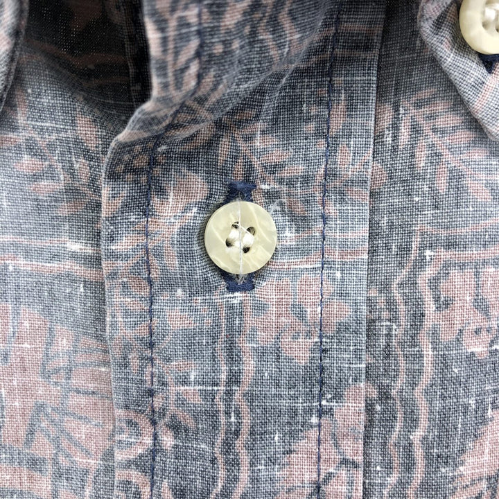 90'S Reyn Spooner Swimsuit Tag Bikini Tag All-over Print Pullover Button-down Hawaiian Aloha Shirt Box Shirt cotton gray type Vintage Second Hand