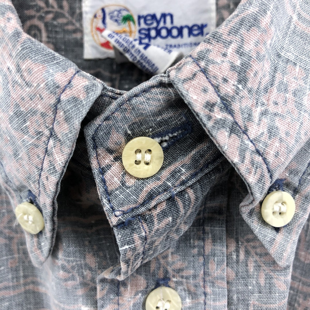90'S Reyn Spooner Swimsuit Tag Bikini Tag All-over Print Pullover Button-down Hawaiian Aloha Shirt Box Shirt cotton gray type Vintage Second Hand
