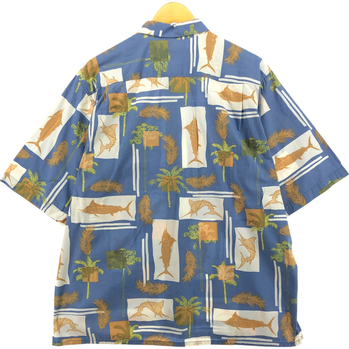 90'S Reyn Spooner swimsuit tag, bikini tag, all-over print, Hawaiian aloha shirt, box shirt, men's size L, vintage cotton blue type Vintage Second Hand