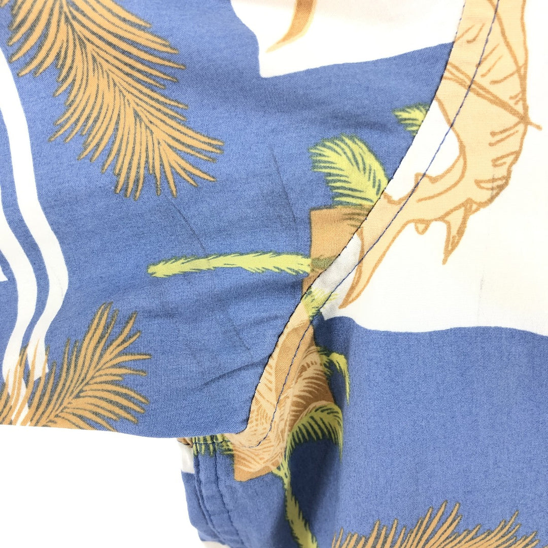 90'S Reyn Spooner swimsuit tag, bikini tag, all-over print, Hawaiian aloha shirt, box shirt, men's size L, vintage cotton blue type Vintage Second Hand