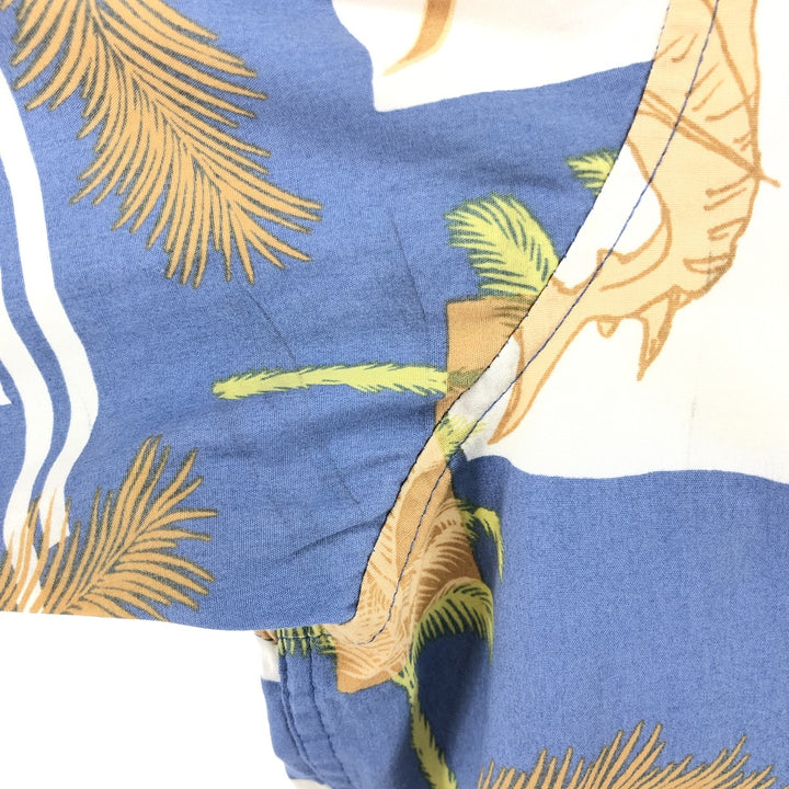 90'S Reyn Spooner swimsuit tag, bikini tag, all-over print, Hawaiian aloha shirt, box shirt, men's size L, vintage cotton blue type Vintage Second Hand