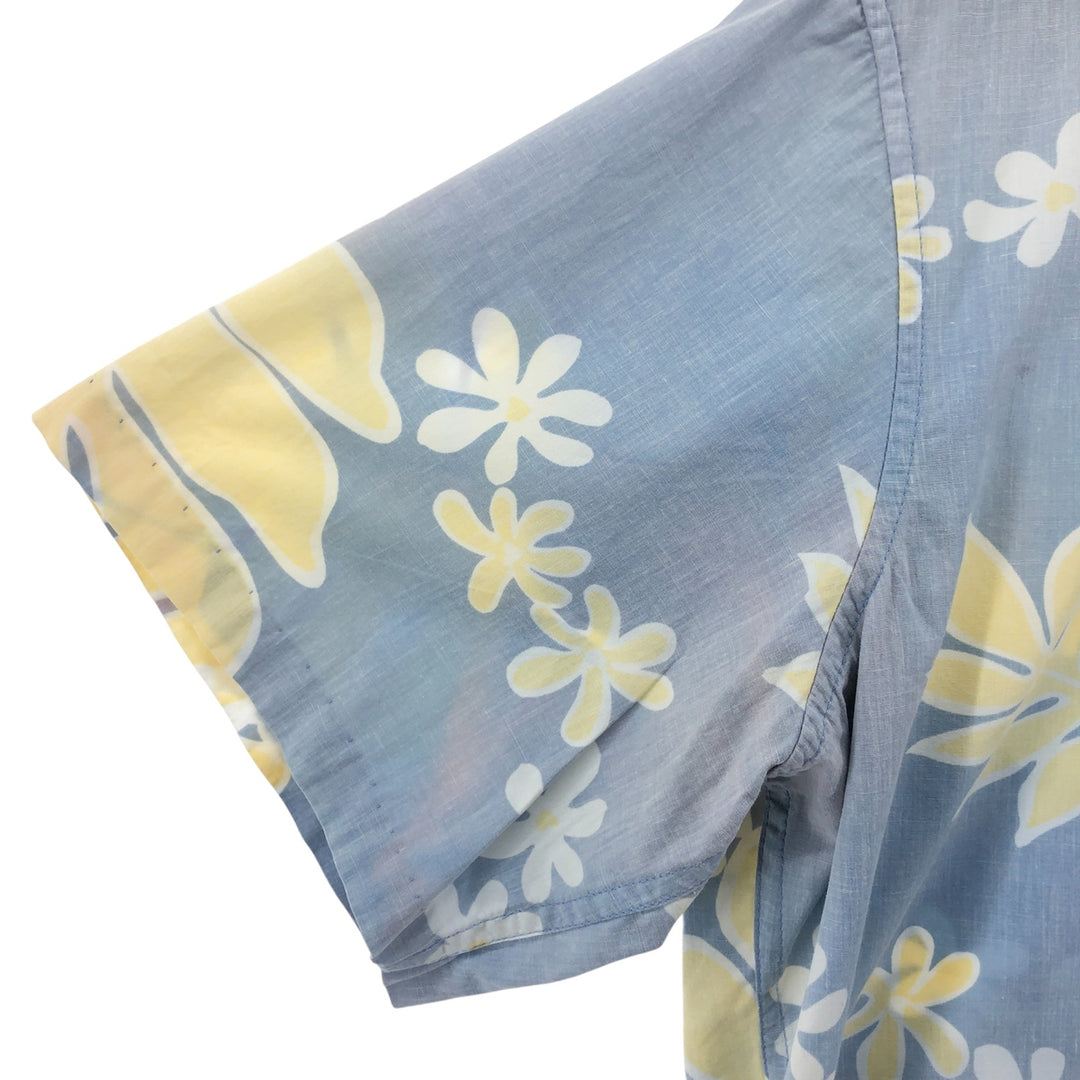 90'S Reyn Spooner COMMEMORATIVE CLASSICS All-over floral print pullover button-down Hawaiian aloha shirt cotton Blue type light blue Vintage Second Hand