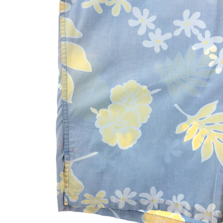 90'S Reyn Spooner COMMEMORATIVE CLASSICS All-over floral print pullover button-down Hawaiian aloha shirt cotton Blue type light blue Vintage Second Hand