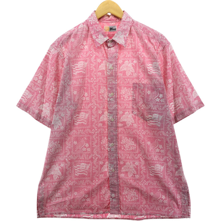 80'S Reyn Spooner Gold Tag Nude Tag All-Over Print Box Shirt Hawaiian Aloha Shirt Men's XL Size unclear pink type Vintage Second Hand