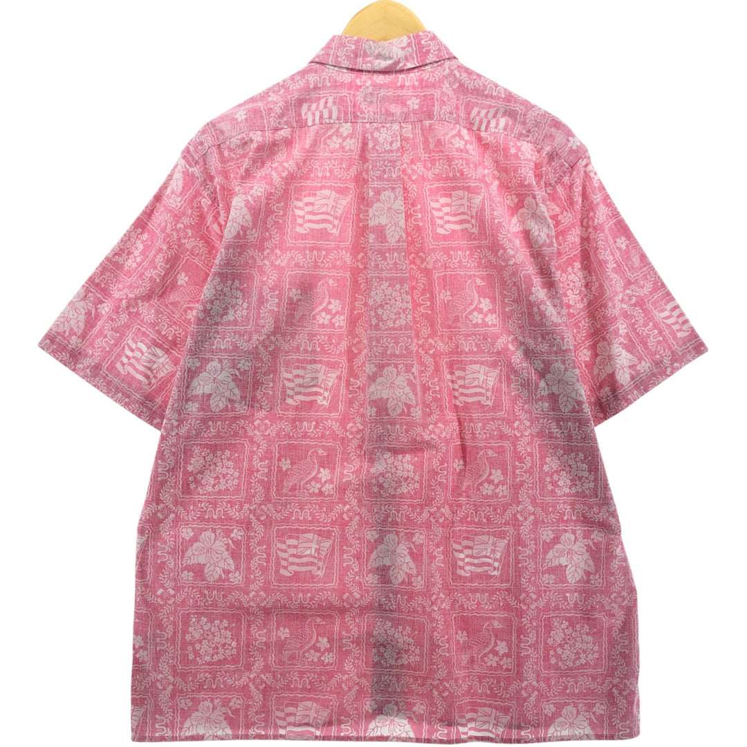 80'S Reyn Spooner Gold Tag Nude Tag All-Over Print Box Shirt Hawaiian Aloha Shirt Men's XL Size unclear pink type Vintage Second Hand