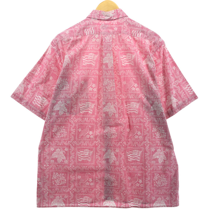 80'S Reyn Spooner Gold Tag Nude Tag All-Over Print Box Shirt Hawaiian Aloha Shirt Men's XL Size unclear pink type Vintage Second Hand