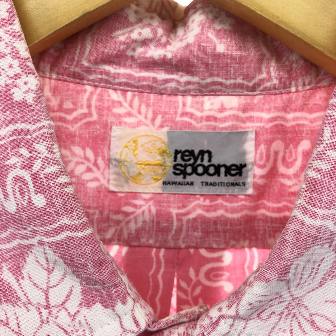 80'S Reyn Spooner Gold Tag Nude Tag All-Over Print Box Shirt Hawaiian Aloha Shirt Men's XL Size unclear pink type Vintage Second Hand
