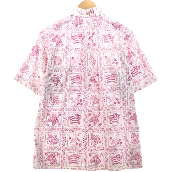 80'S Reyn Spooner Gold Tag Nude Tag All-Over Print Box Shirt Button-Down Hawaiian Aloha Shirt Men's XL Size unclear white type Vintage Second Hand