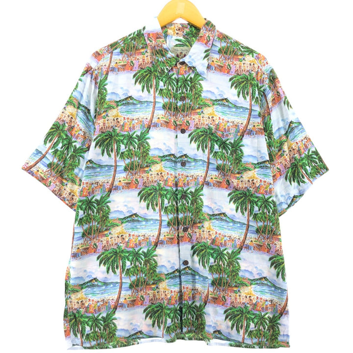 90'S Reyn Spooner Kamehameha Tag All-Over Rayon Hawaiian Aloha Shirt Made in Hawaii Men's L Size Vintage Rayon multicolor Vintage Second Hand