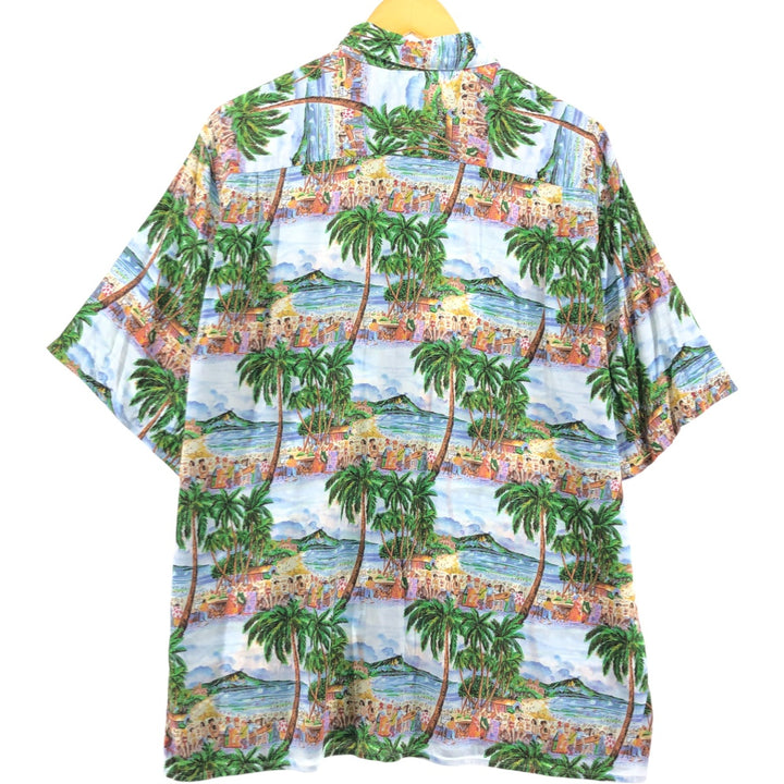 90'S Reyn Spooner Kamehameha Tag All-Over Rayon Hawaiian Aloha Shirt Made in Hawaii Men's L Size Vintage Rayon multicolor Vintage Second Hand
