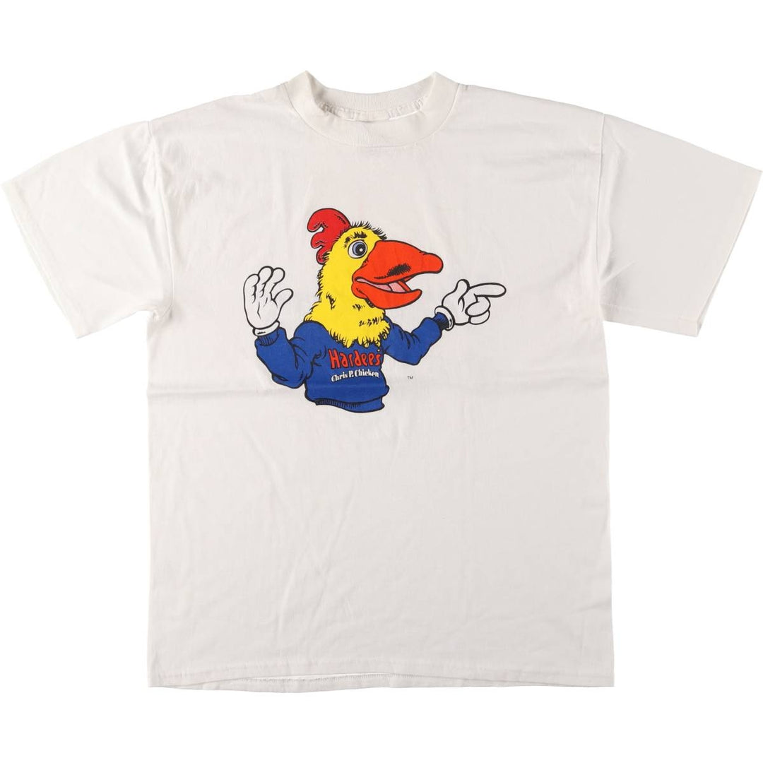 90'S EXPRESS HARDEE'S Hardy's Advertising T-shirt Made in USA Men's L Vintage cotton white type Vintage Second Hand