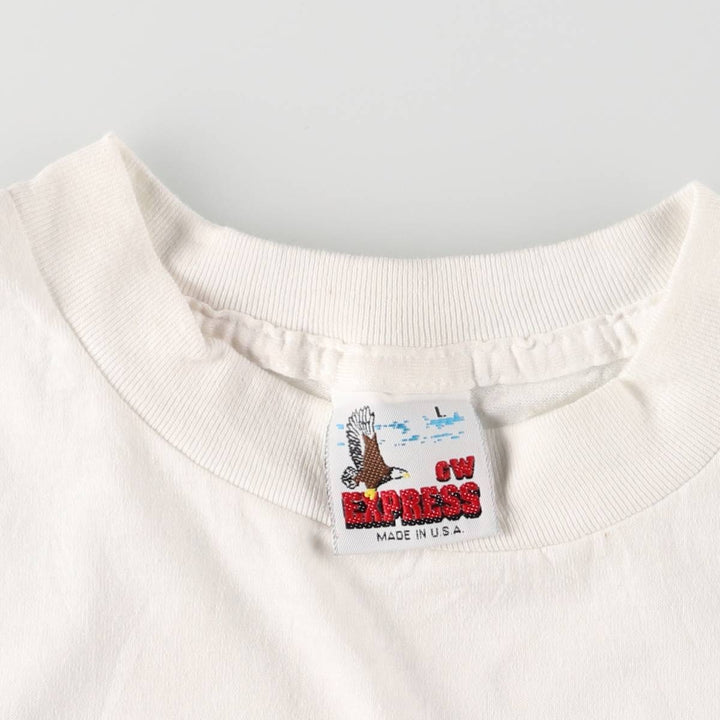 90'S EXPRESS HARDEE'S Hardy's Advertising T-shirt Made in USA Men's L Vintage cotton white type Vintage Second Hand