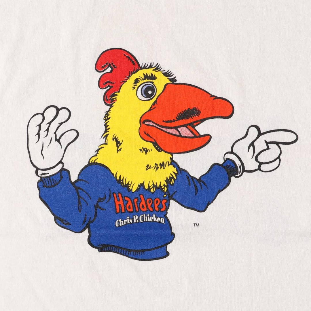 90'S EXPRESS HARDEE'S Hardy's Advertising T-shirt Made in USA Men's L Vintage cotton white type Vintage Second Hand