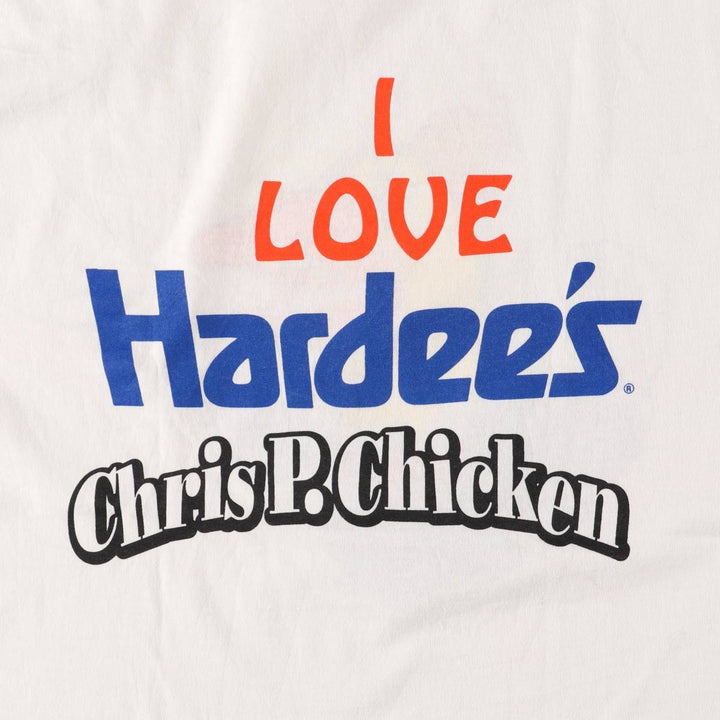 90'S EXPRESS HARDEE'S Hardy's Advertising T-shirt Made in USA Men's L Vintage cotton white type Vintage Second Hand