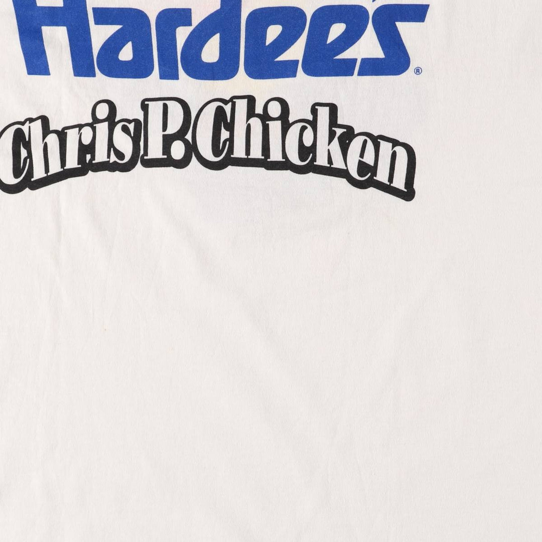 90'S EXPRESS HARDEE'S Hardy's Advertising T-shirt Made in USA Men's L Vintage cotton white type Vintage Second Hand