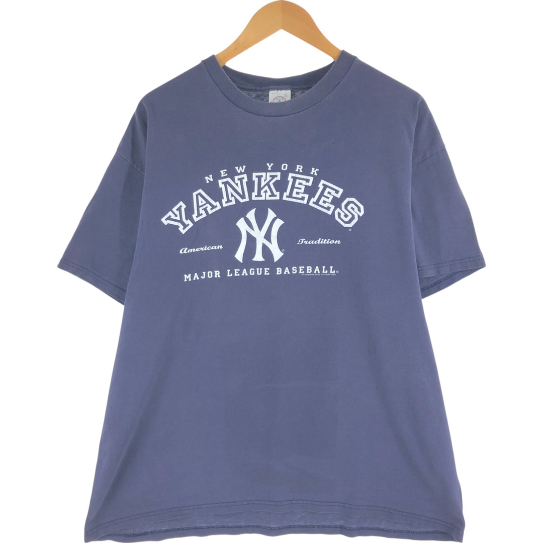 00'S Delta MLB New York Yankees Logo T-shirt Made in USA Men's XL cotton navy blue type Vintage Second Hand