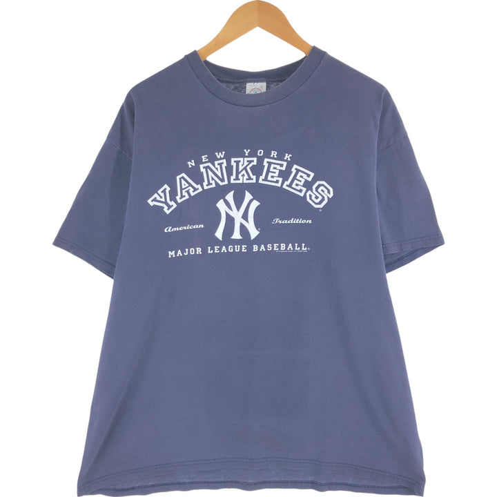 00'S Delta MLB New York Yankees Logo T-shirt Made in USA Men's XL cotton navy blue type Vintage Second Hand