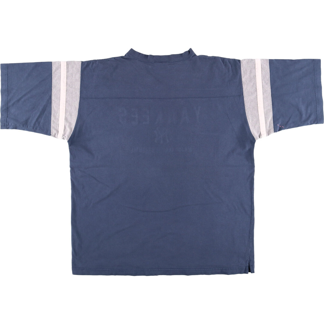 Lee SPORT MLB NEW YORK YANKEES New York Yankees V-neck logo T-shirt Men's XL size cotton blue type Vintage Second Hand