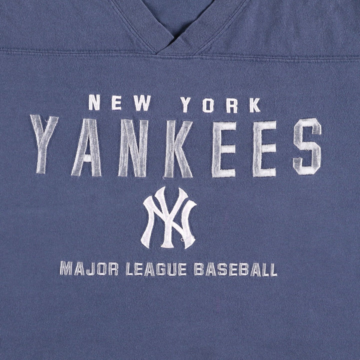 Lee SPORT MLB NEW YORK YANKEES New York Yankees V-neck logo T-shirt Men's XL size cotton blue type Vintage Second Hand