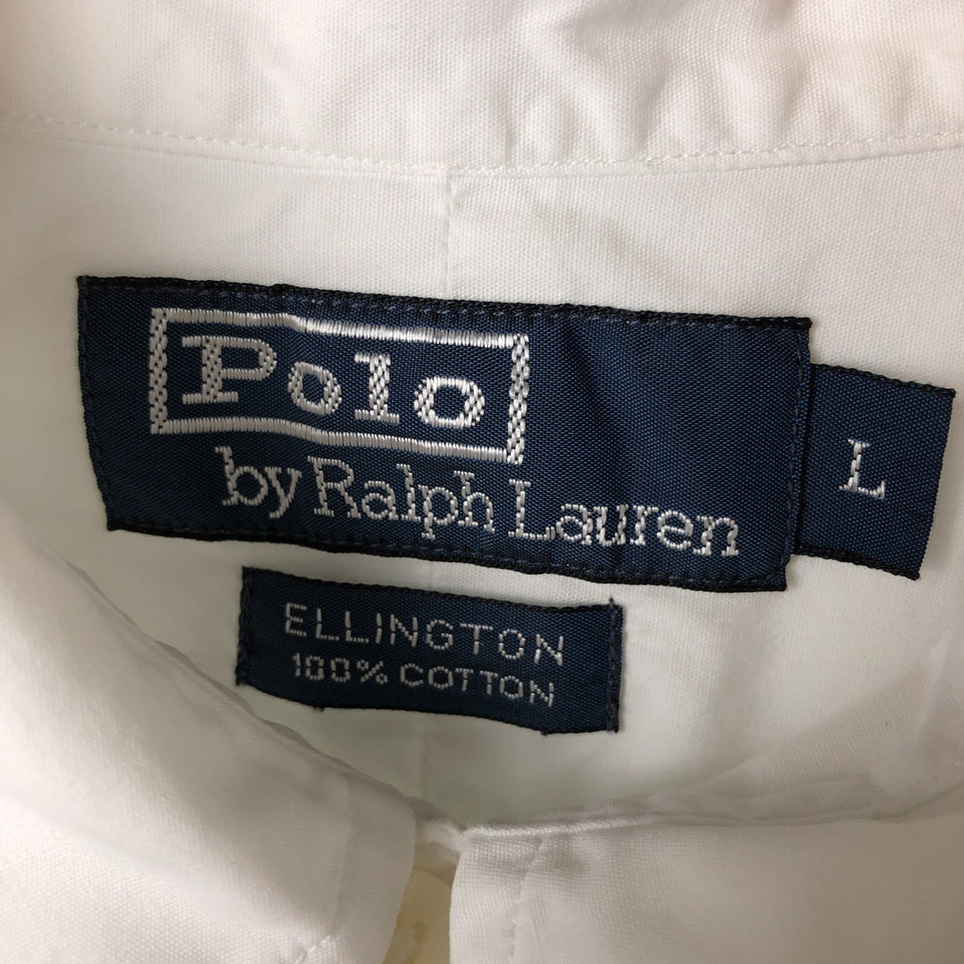 Ralph Lauren POLO by Ralph Lauren ELLINGTON short sleeve button down shirt, men's size L cotton white type Vintage Second Hand
