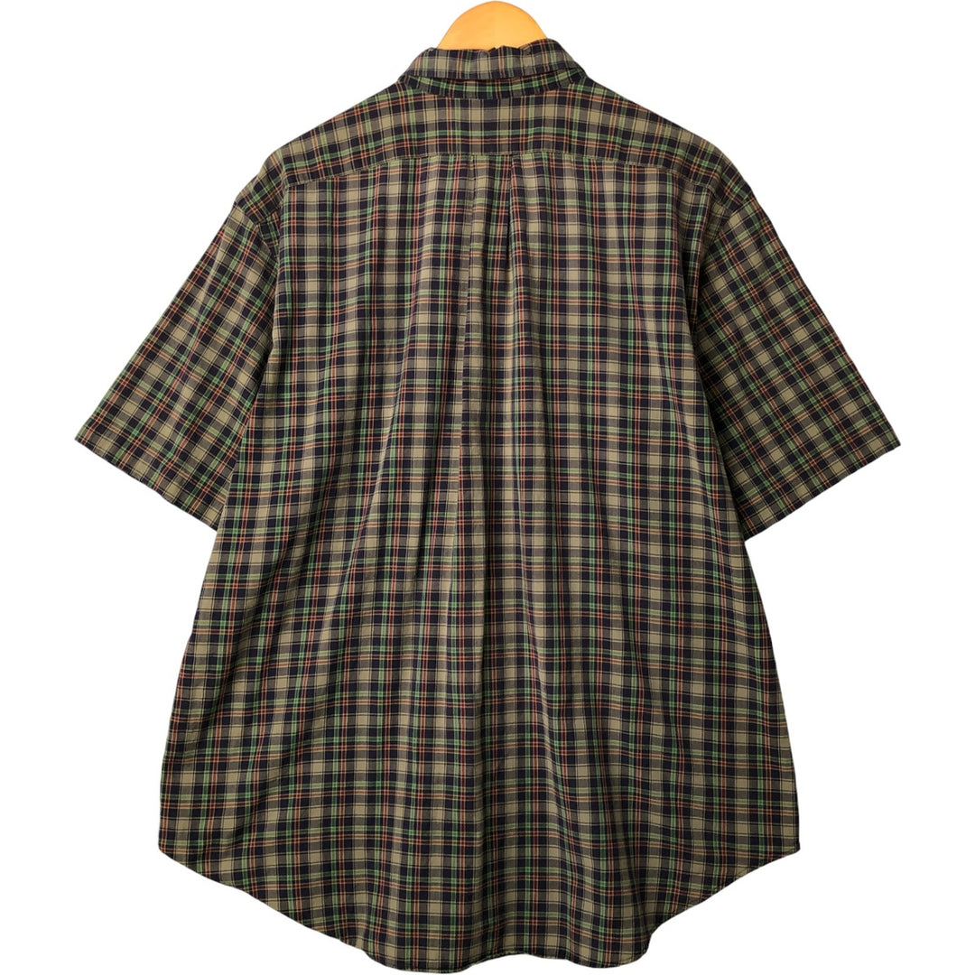Ralph Lauren Classic Fit Short Sleeve Button Down Check Shirt Men's XL cotton Khaki type sage green Vintage Second Hand