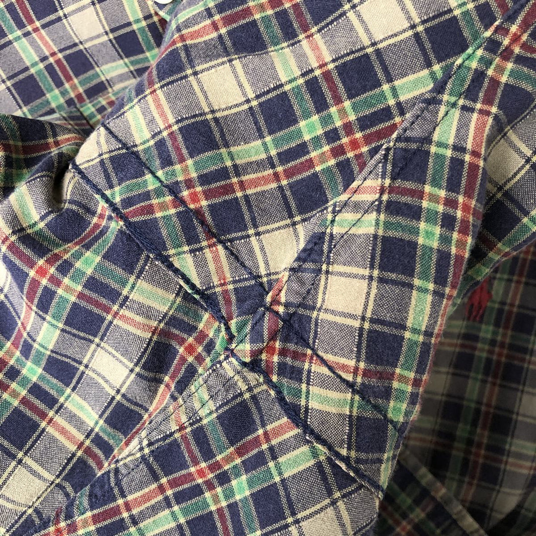 Ralph Lauren Classic Fit Short Sleeve Button Down Check Shirt Men's XL cotton Khaki type sage green Vintage Second Hand