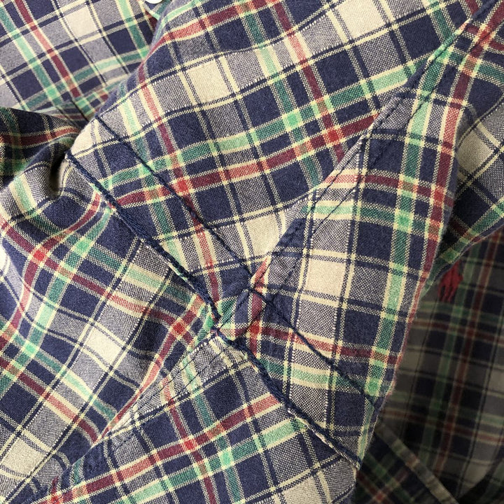 Ralph Lauren Classic Fit Short Sleeve Button Down Check Shirt Men's XL cotton Khaki type sage green Vintage Second Hand