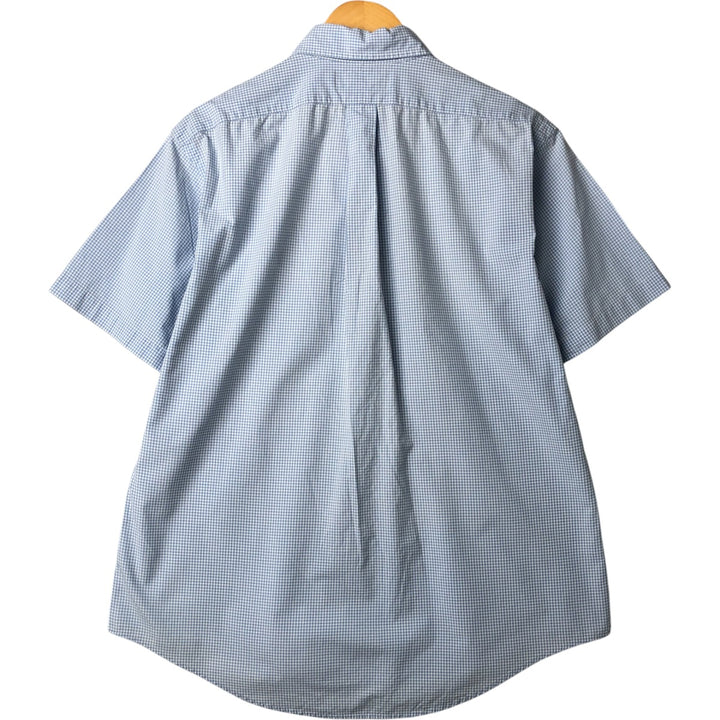 Ralph Lauren REGENT CUSTOM FIT Gingham Check Short Sleeve Button Down Check Shirt Men's M cotton Blue type light blue Vintage Second Hand