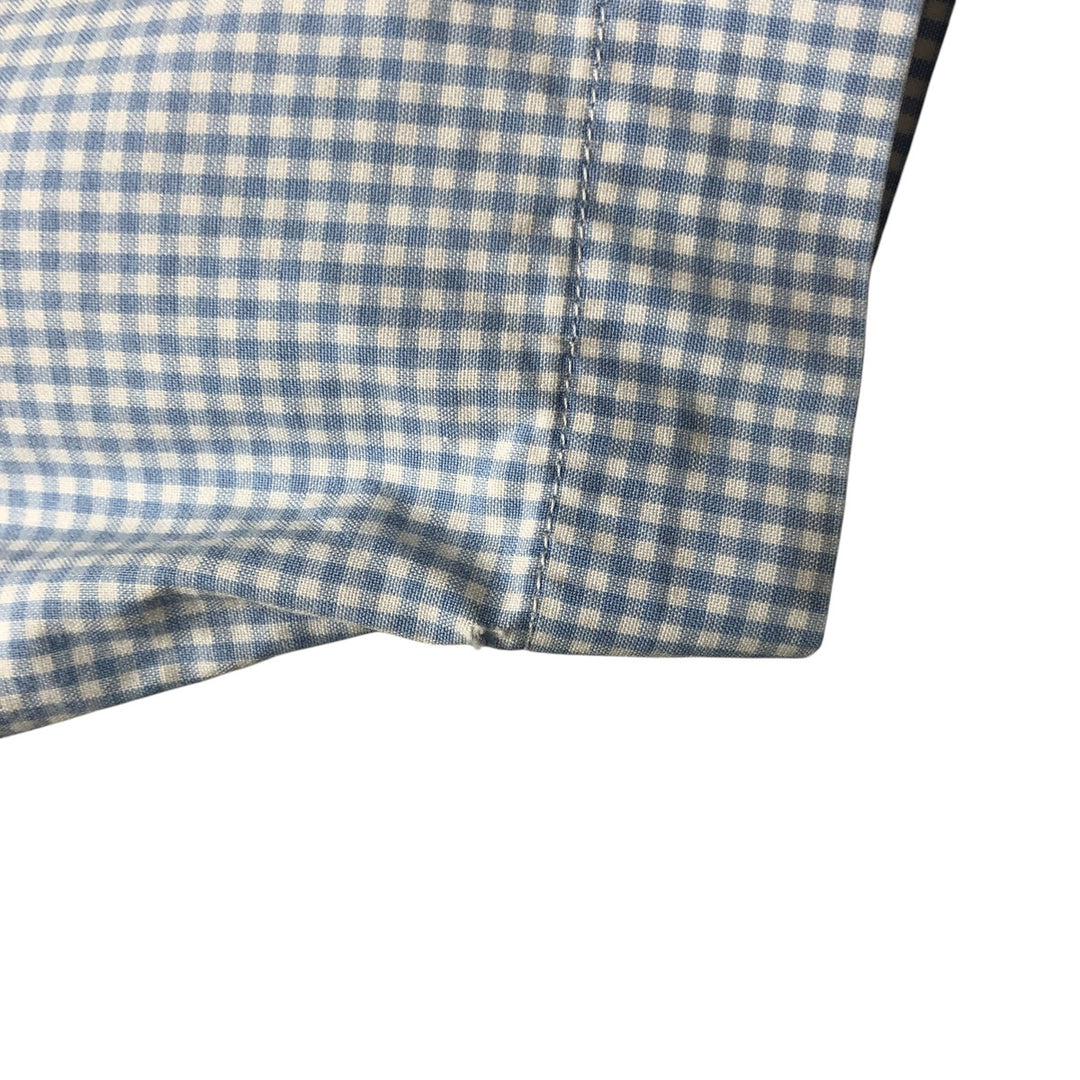 Ralph Lauren REGENT CUSTOM FIT Gingham Check Short Sleeve Button Down Check Shirt Men's M cotton Blue type light blue Vintage Second Hand