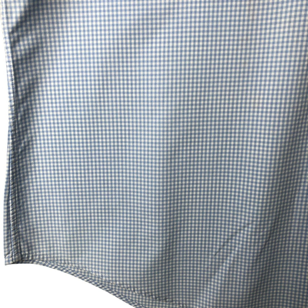 Ralph Lauren REGENT CUSTOM FIT Gingham Check Short Sleeve Button Down Check Shirt Men's M cotton Blue type light blue Vintage Second Hand