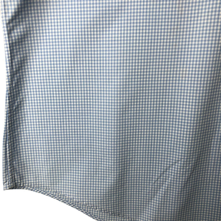 Ralph Lauren REGENT CUSTOM FIT Gingham Check Short Sleeve Button Down Check Shirt Men's M cotton Blue type light blue Vintage Second Hand