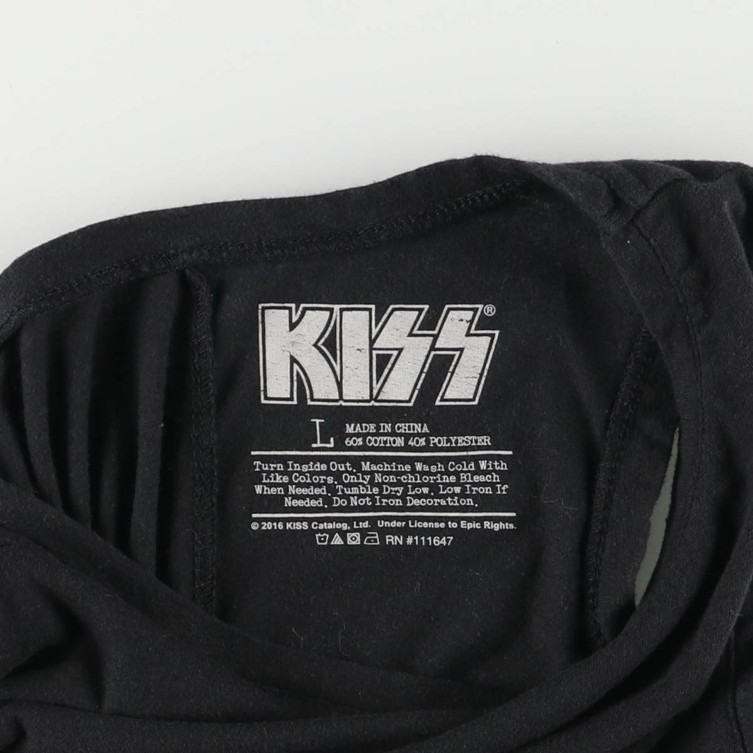 KISS Tank Top Women's Size L cotton black type Vintage Second Hand