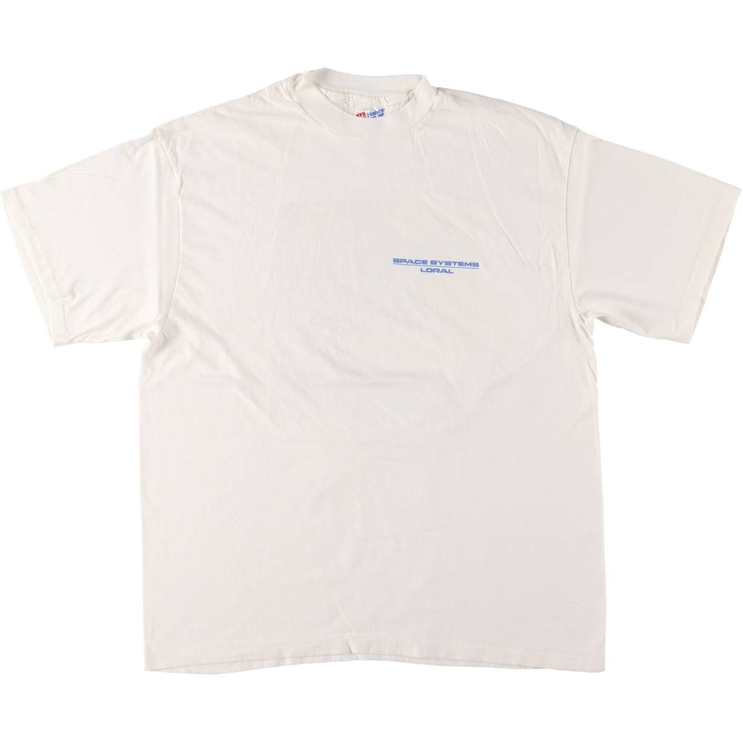 90'S Haynes Loral Space Systems Advertising T-shirt, Made in USA, Men's L size, Vintage cotton white type Vintage Second Hand